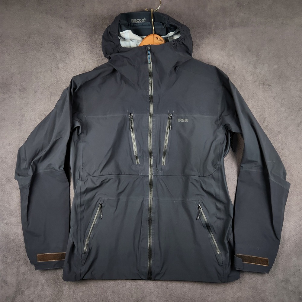 TREW Gear Capow Jacket Mens Large Black RECCO Hard Shell Ski Snowboard‎